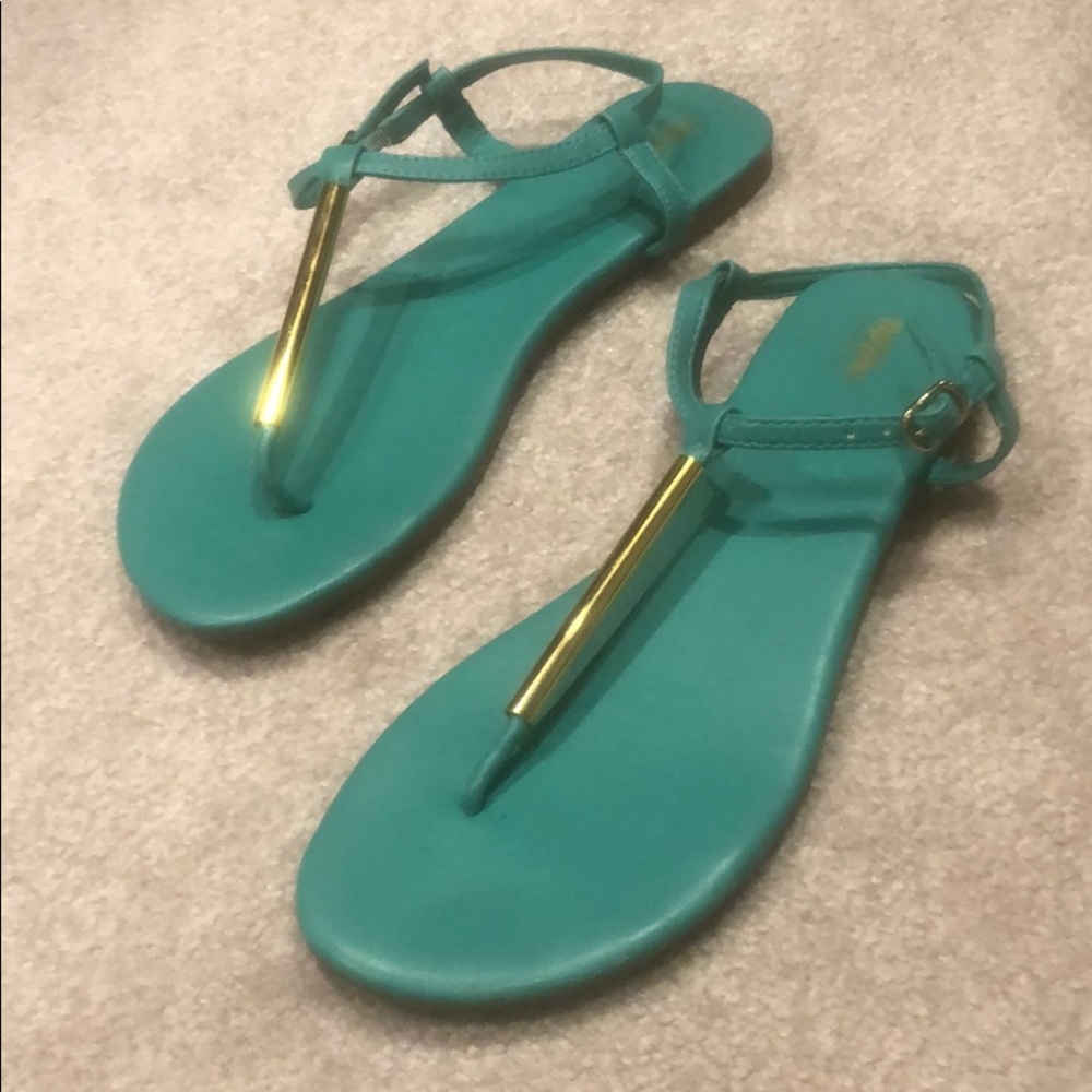 Jade green & gold sandals